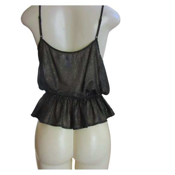 New Band of Gypsies Black & Gold Spaghetti Strap Sheer Blouse in Size Large - Picture 6 of 7